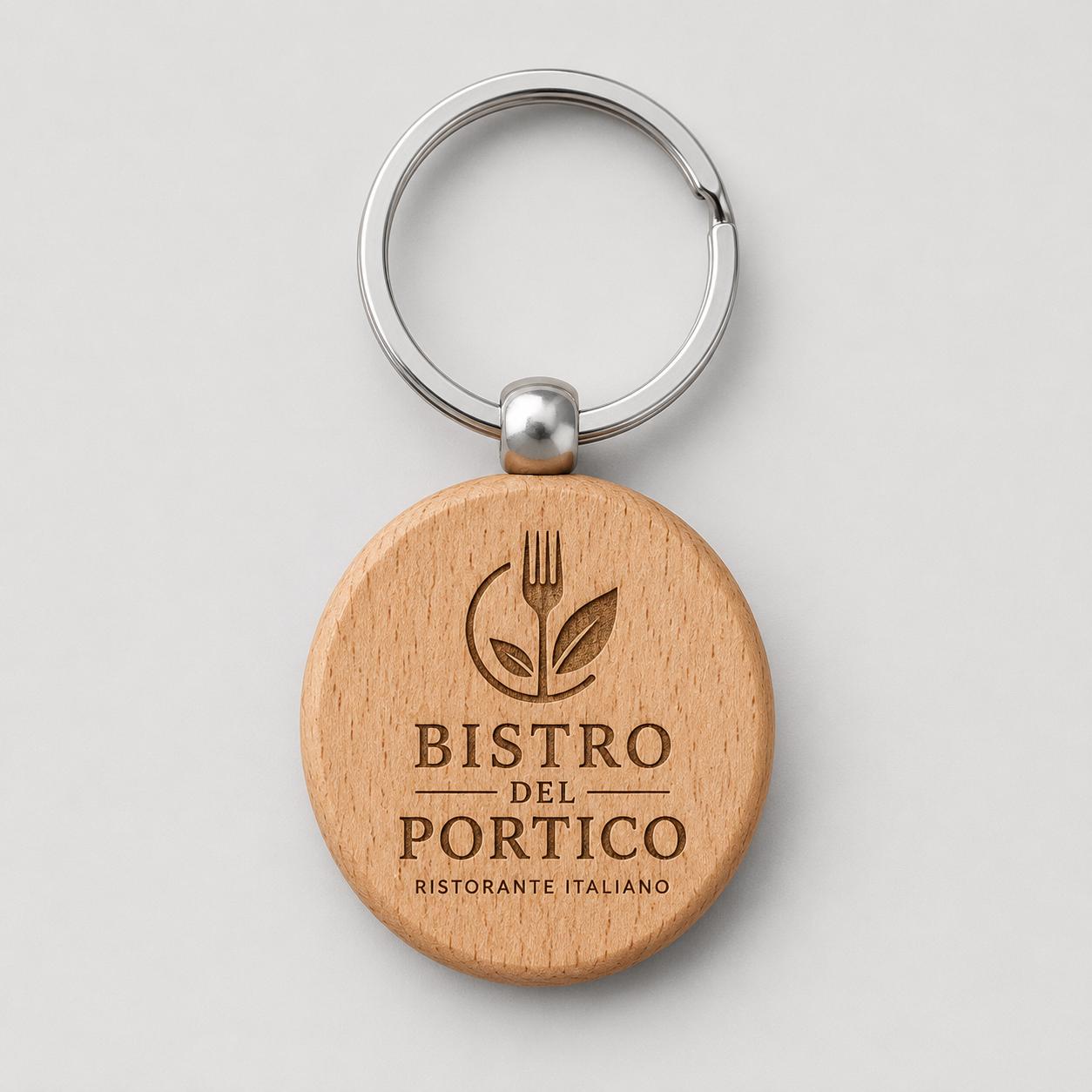 50 Pezzi Portachiavi in Legno Tondo Personalizzato con Logo, Ciondolo Chiavi Circolare per Ristorante Bistro e Bar, Portachiavi Inciso