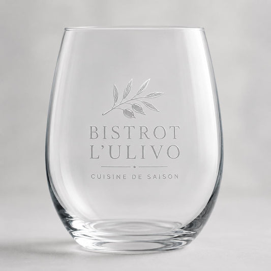 Set 12 Bicchieri Bassi Personalizzati Incisione Logo, Tumbler Mini 22,5 cl per Osteria Ristorante Bar, Bicchieri dVino e Acqua Incisi Laser