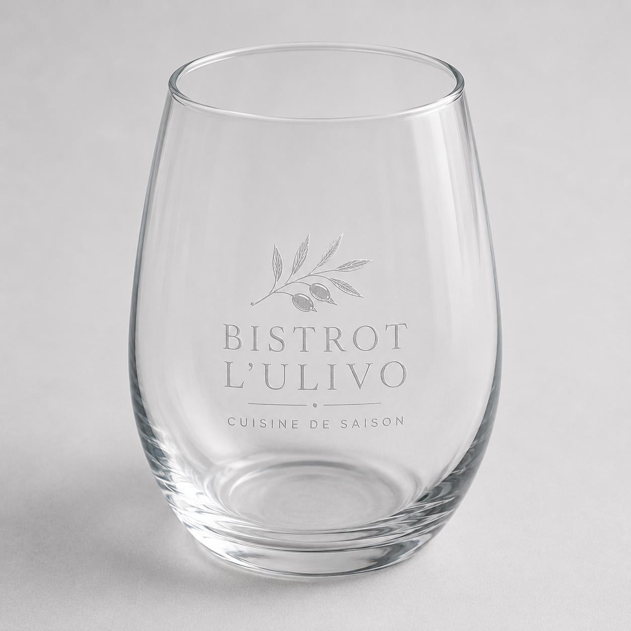 Set 12 Bicchieri Bassi Personalizzati Incisione Logo, Tumbler Mini 22,5 cl per Osteria Ristorante Bar, Bicchieri dVino e Acqua Incisi Laser