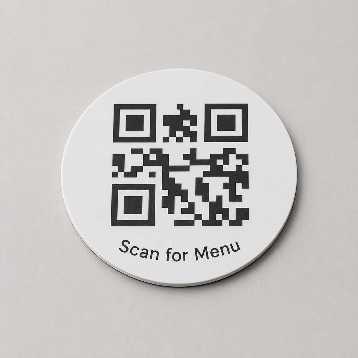 etichetta qr code rotonda codice QR per menu contactless - Ristoranti, hotel, bar - Collegamento a Instagram, Facebook, acciaio abs