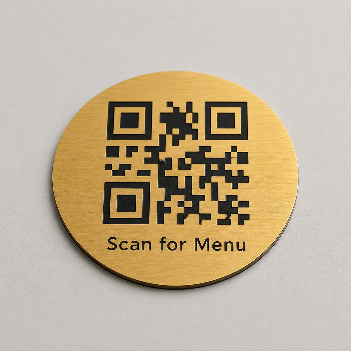 etichetta qr code rotonda codice QR per menu contactless - Ristoranti, hotel, bar - Collegamento a Instagram, Facebook, acciaio abs