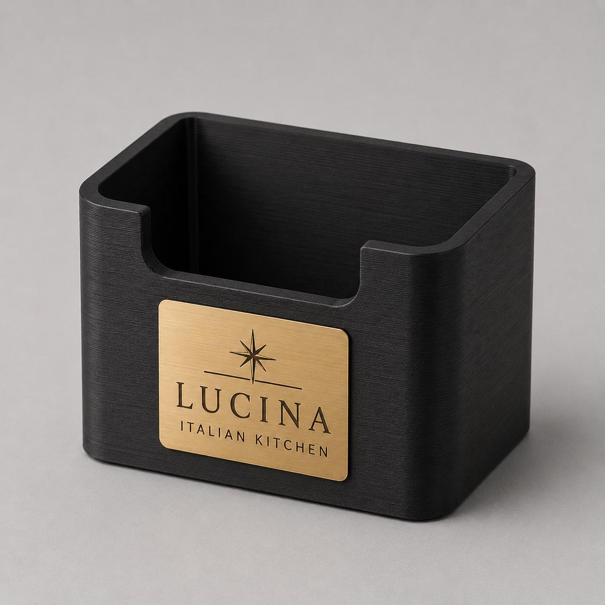 Porta bustine zucchero e tè personalizzato in stampa 3D con targhetta incisa al laser per hotel, bar ristoranti in plastica