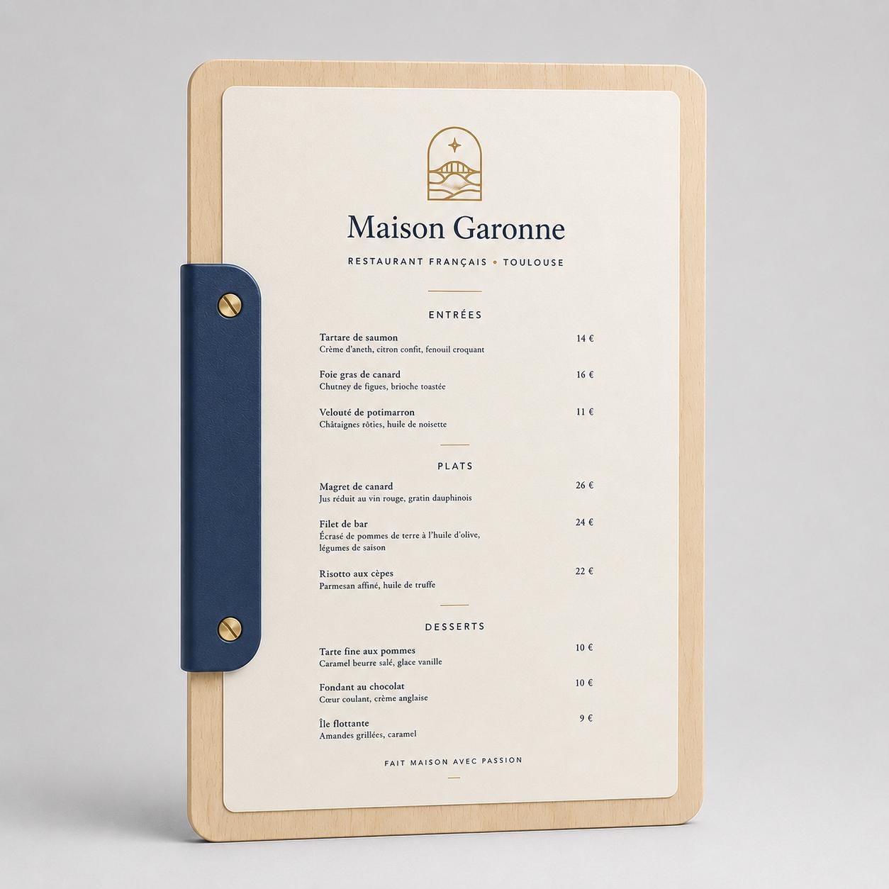 Portamenu a bacchetta moderno Formato A4 Tavoletta per Ristorante Pizzeria e Trattoria, Personalizzato Incisione Logo