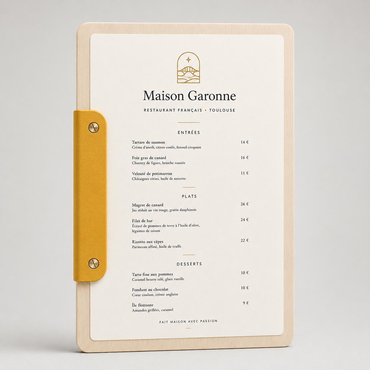 Portamenu a bacchetta moderno Formato A4 Tavoletta per Ristorante Pizzeria e Trattoria, Personalizzato Incisione Logo