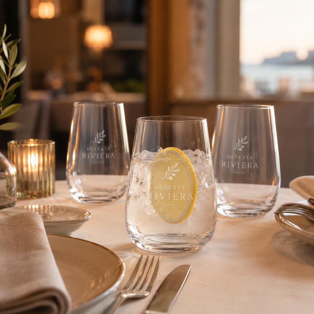 Bicchieri Acqua Gin Tumbler Vetro | Set di 6 | 430 ML | | Ideale per la Casa, Ristorante e Ricevimenti | Adatto alla Lavastoviglie