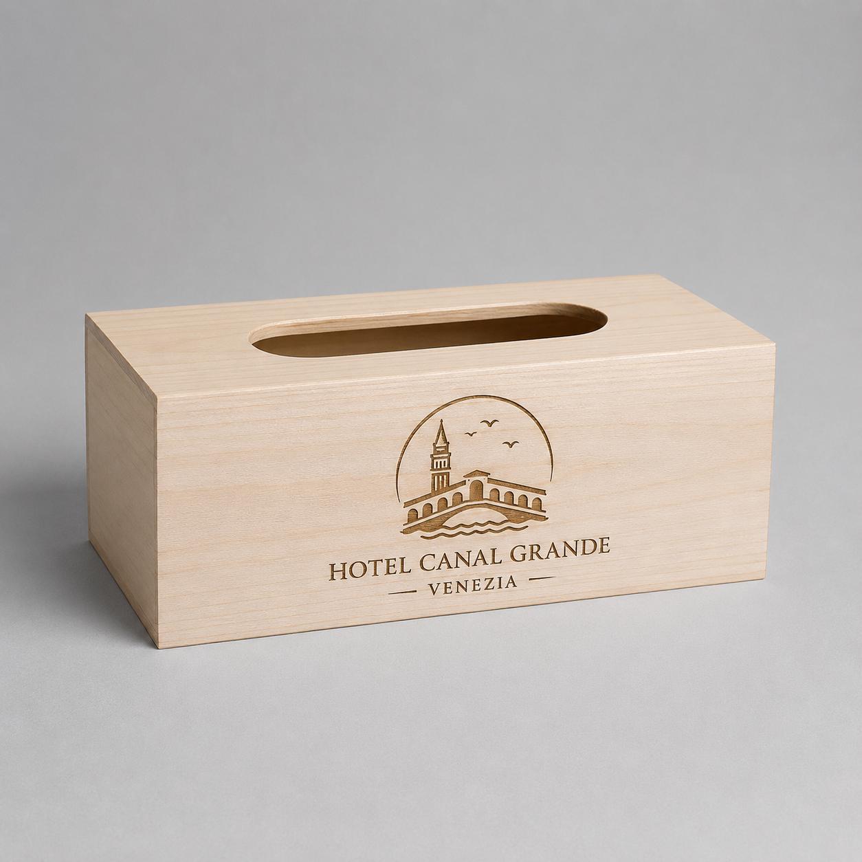 Scatola Porta fazzoletti con Fondo, Legno, Beige, 25 x 13 x 9 cm Porta fazzoletti in legno personalizzato con incisione laser
