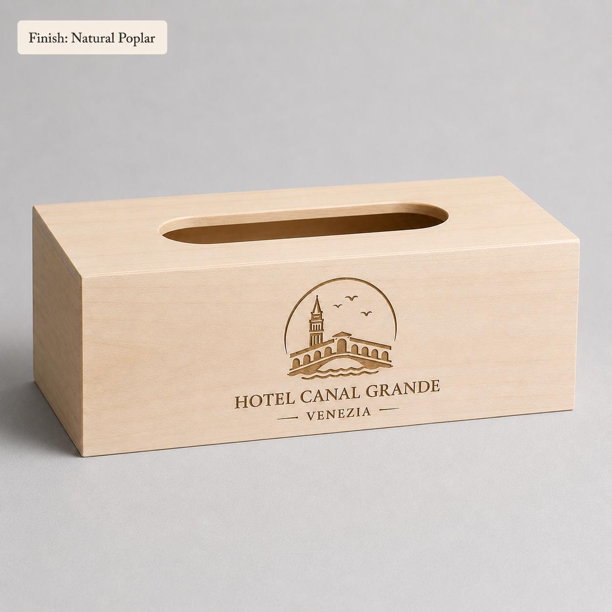Scatola Porta fazzoletti con Fondo, Legno, Beige, 25 x 13 x 9 cm Porta fazzoletti in legno personalizzato con incisione laser