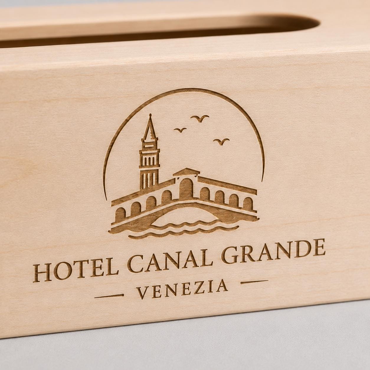 Scatola Porta fazzoletti con Fondo, Legno, Beige, 25 x 13 x 9 cm Porta fazzoletti in legno personalizzato con incisione laser