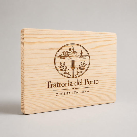 Tagliere in pino 24 × 14 cm personalizzato con logo