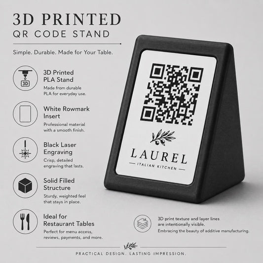 Porta Menu QR Code Personalizzato, Espositore 3D per Tavoli Ristorante e Bar, Segnatavolo con Incisione Logo, Supporto Moderno