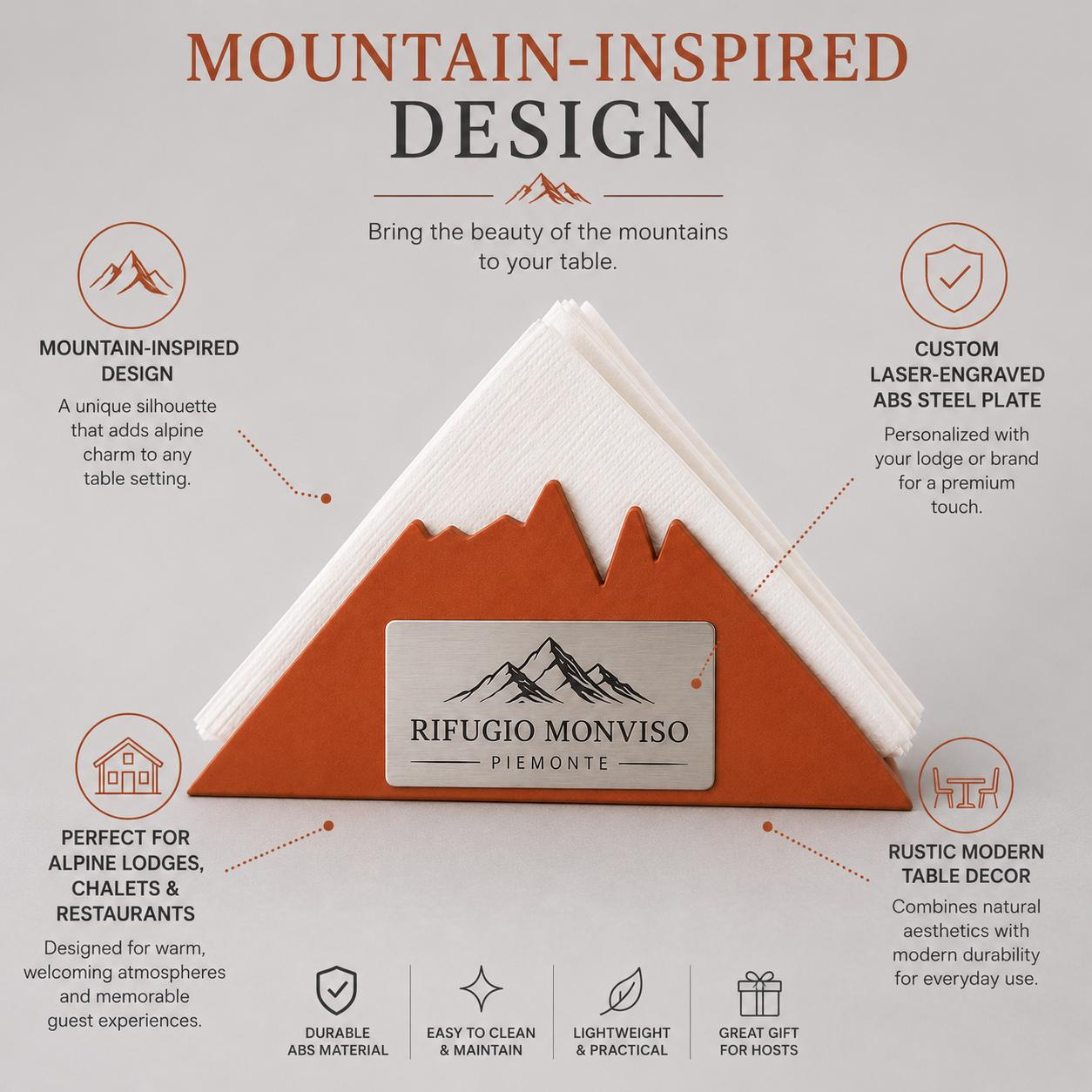 Accessorio coordinato in PETG per ristorazione di montagna