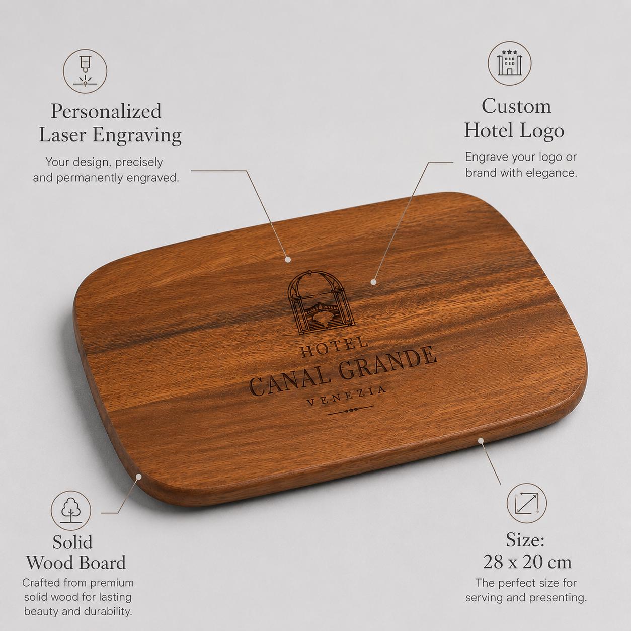 Set di 4 taglieri in acacia personalizzati 28 × 20 cm – vista 2