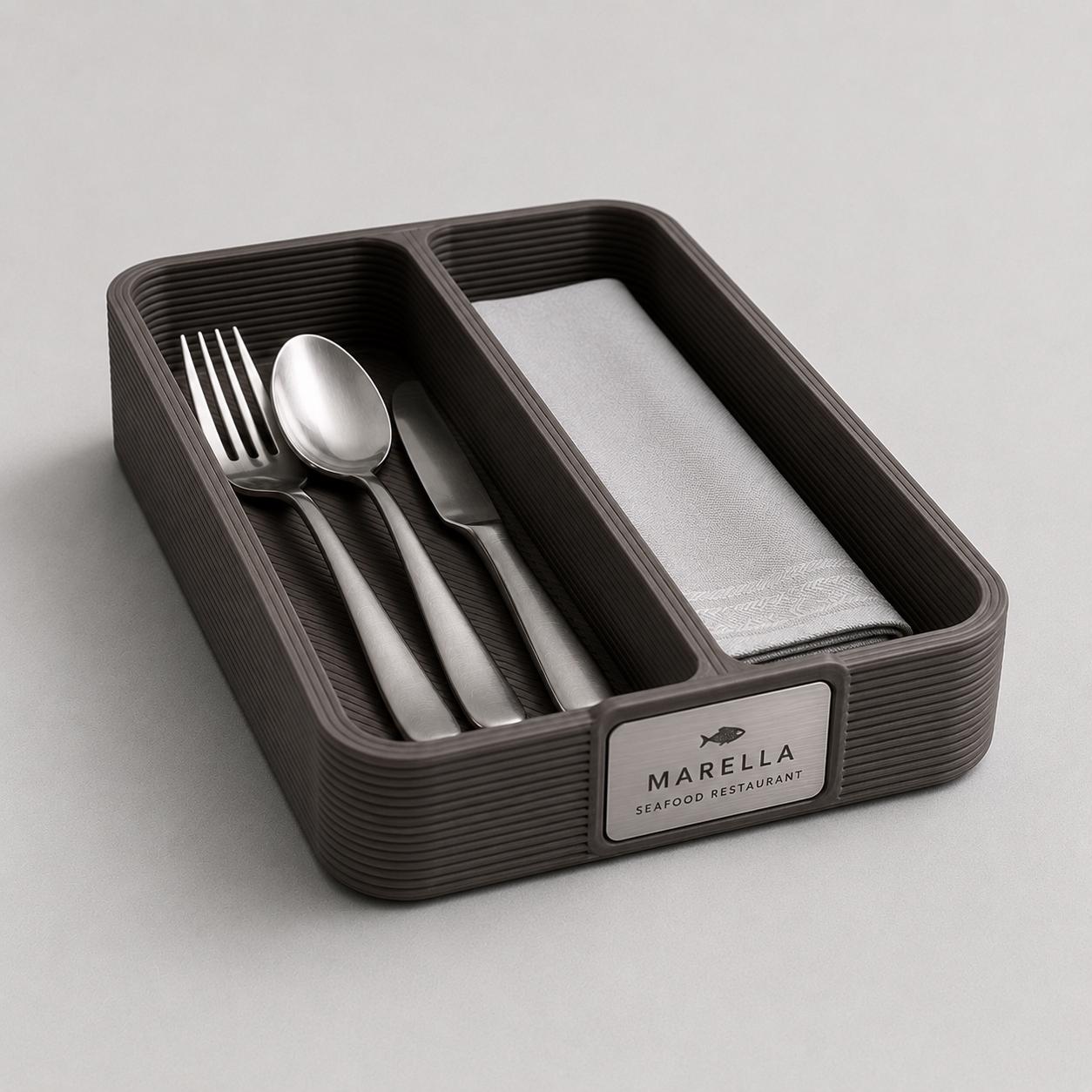 Portaposate da Tavolo Personalizzato, Vaschetta 3D Organizzatore Posate per Ristorante e Bar, Portaposate Singolo, Set Accessori