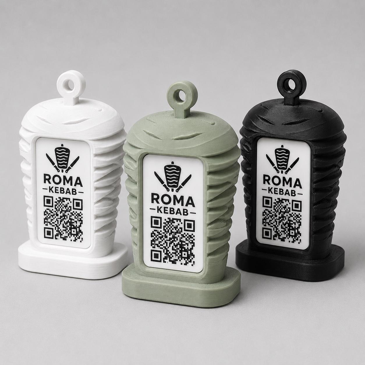 Porta Menu QR Code kebab Personalizzato, Espositore 3D per Tavoli Ristorante e Bar, Segnatavolo con Incisione Logo, Supporto Moderno
