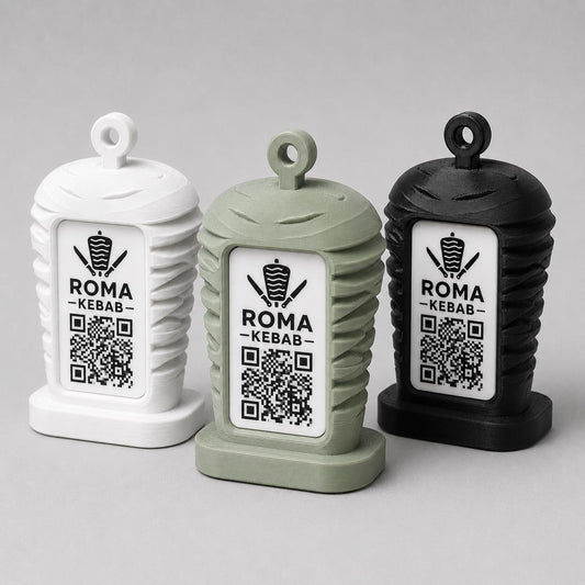 Porta Menu QR Code kebab Personalizzato, Espositore 3D per Tavoli Ristorante e Bar, Segnatavolo con Incisione Logo, Supporto Moderno