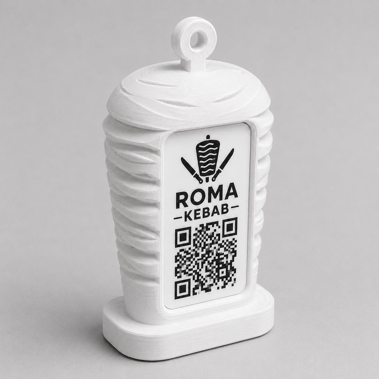 Porta Menu QR Code kebab Personalizzato, Espositore 3D per Tavoli Ristorante e Bar, Segnatavolo con Incisione Logo, Supporto Moderno