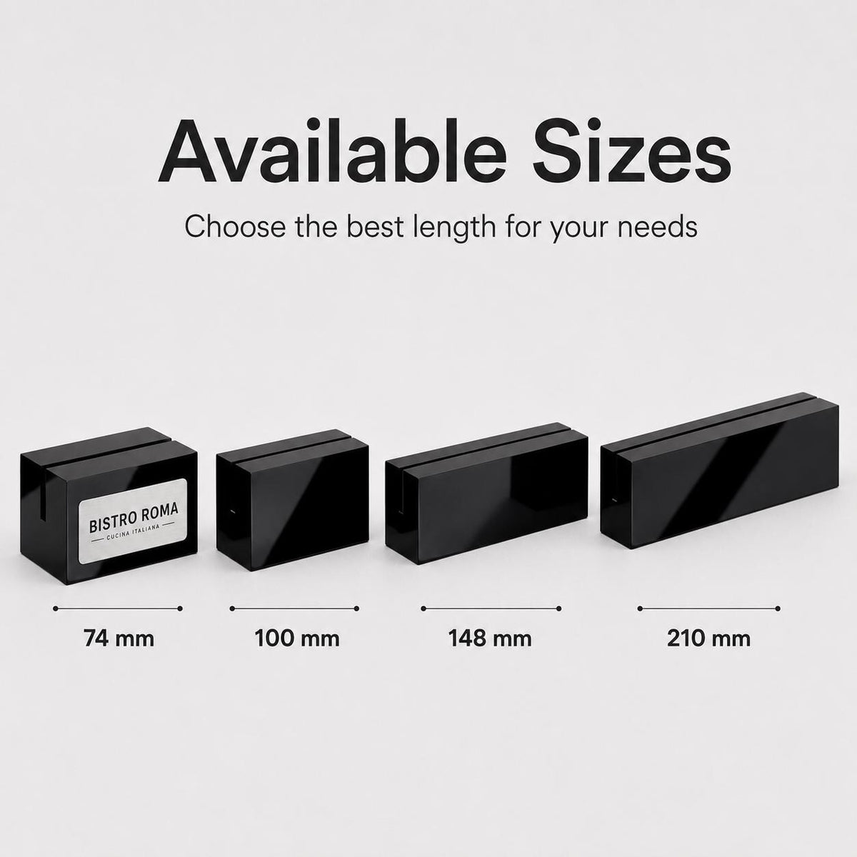 Set 10 pezzi portacarte in acrilico varie misure disponibili nero brillante con fessura per menu