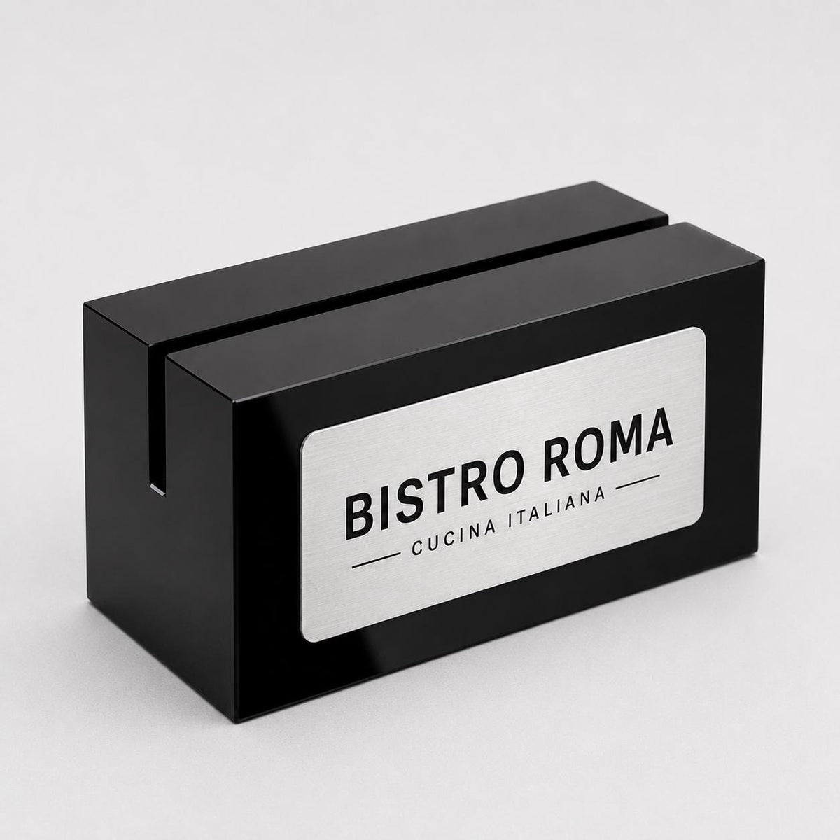 Set 10 pezzi portacarte in acrilico varie misure disponibili nero brillante con fessura per menu