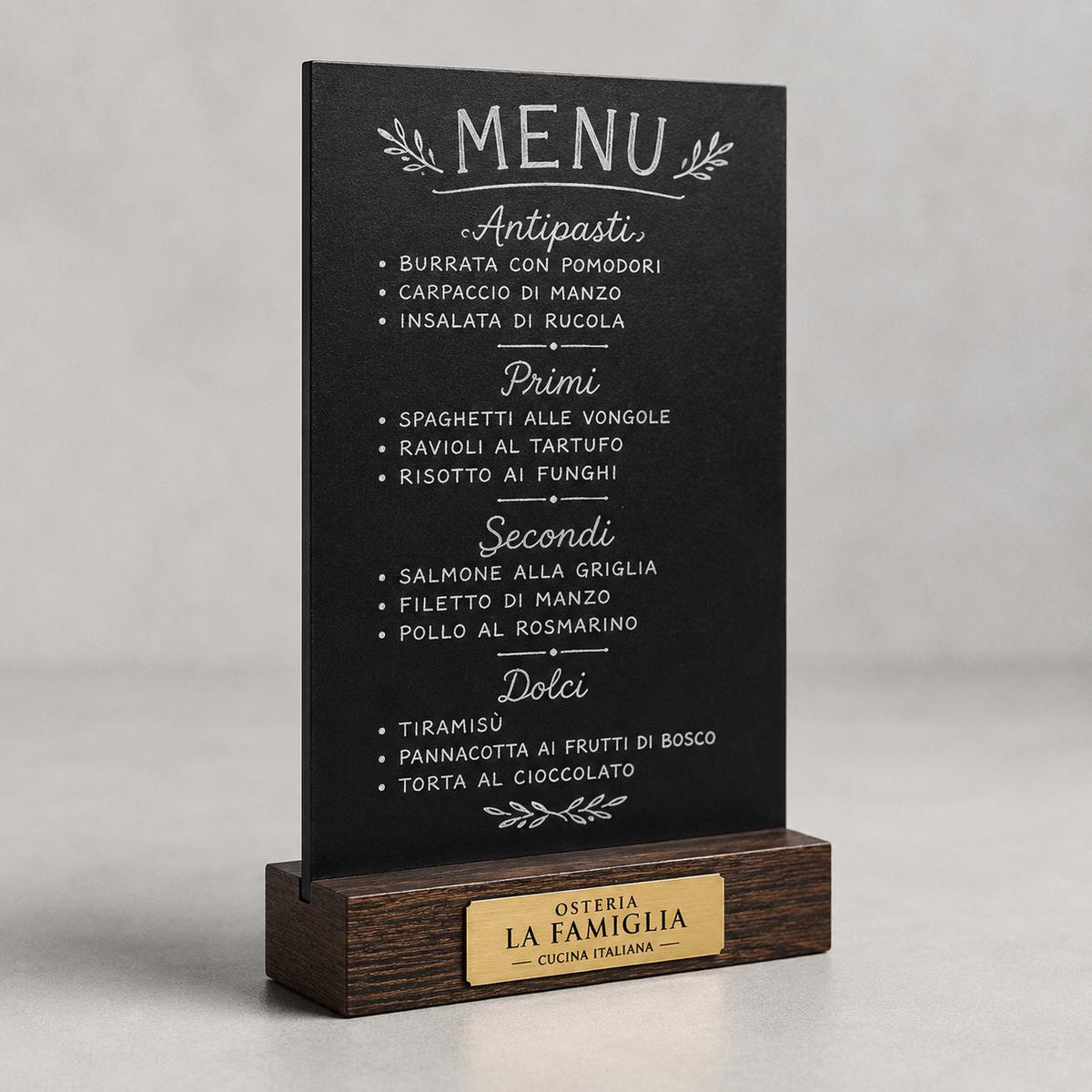 Set 10 pezzi Porta Menu Tavolo Personalizzato, Espositore 3D Legno Lavagnetta Segnatavolo Incisione Logo, Supporto Moderno Ristorante Bar