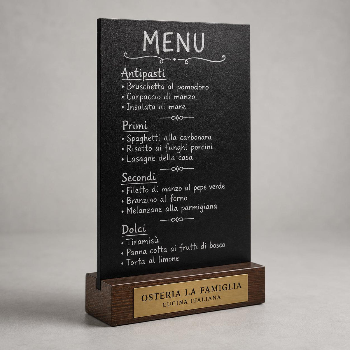 Set 10 pezzi Porta Menu Tavolo Personalizzato, Espositore 3D Legno Lavagnetta Segnatavolo Incisione Logo, Supporto Moderno Ristorante Bar