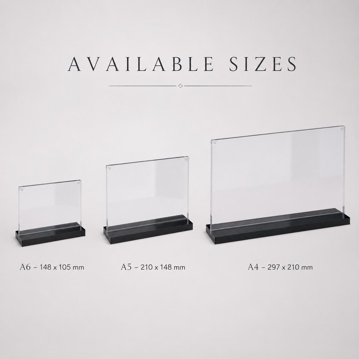 Set 12 pezzi Supporto orizzontale in plexiglas da banco con base nera Espositore Segnatavolo Ristorante Bar espositore in plexiglas
