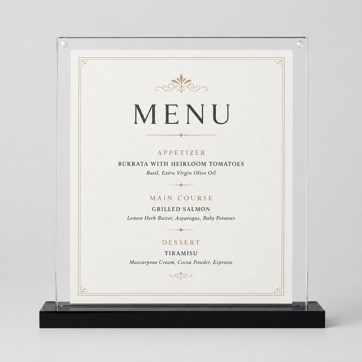 Set 12 pezzi Supporto orizzontale in plexiglas da banco con base nera Espositore Segnatavolo Ristorante Bar espositore in plexiglas