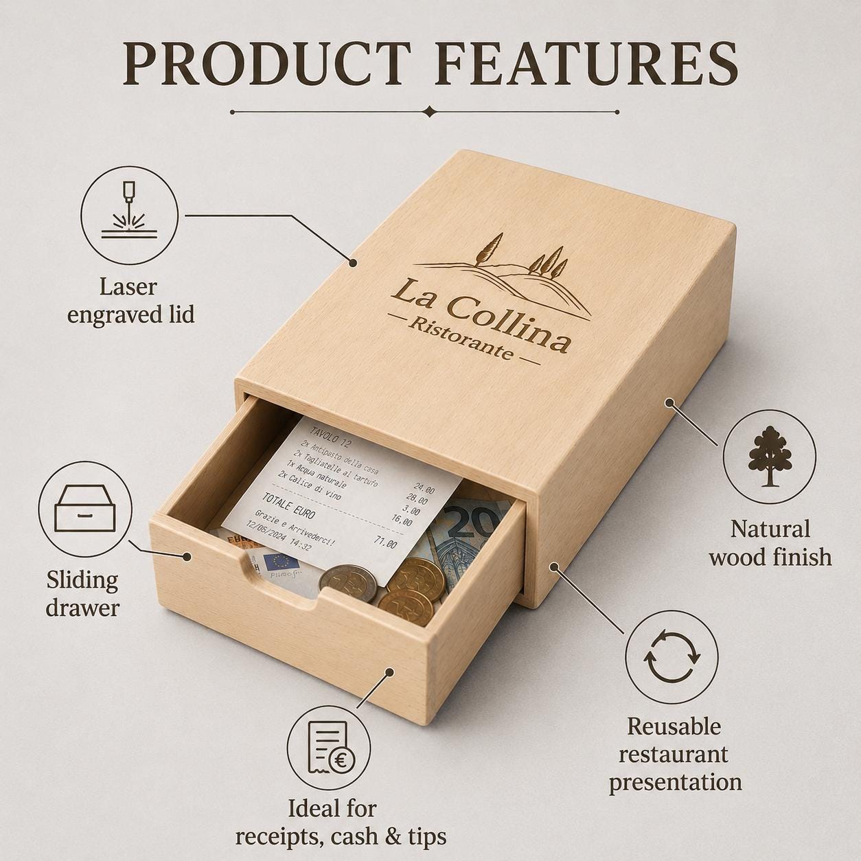 Scatola in Legno Naturale con Cassetto Estraibile (20x10x5 cm) – Ideale per Fai da Te, Decoupage e Organizer