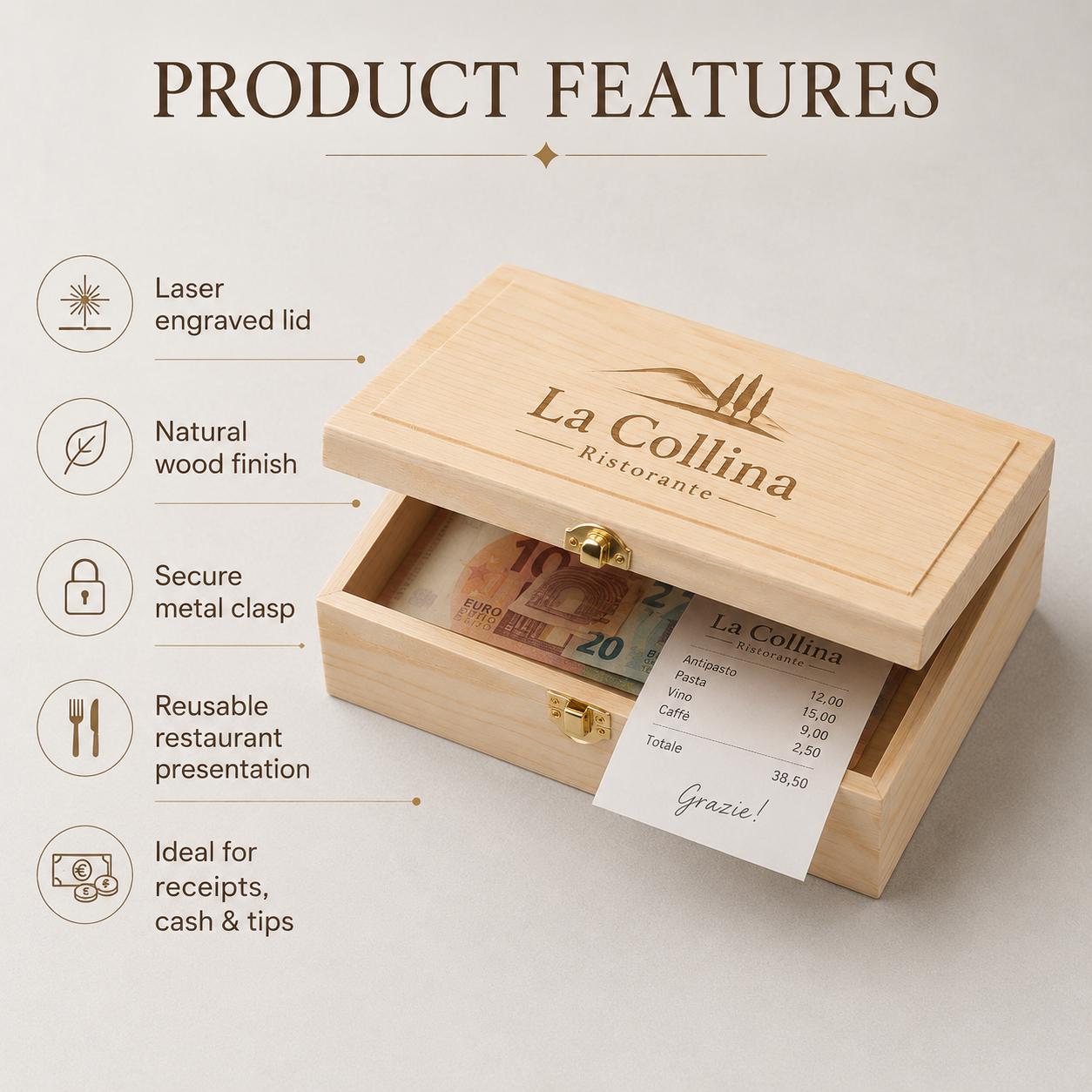 Scatola in Legno Naturale con coperchio ( 24,70 cm x 14,90 cm x 5,90 cm) – Ideale per Fai da Te, Decoupage e Organizer