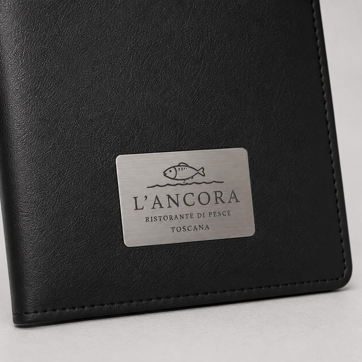 Portaconto in similpelle nera 24 x 10 cm personalizzato per ristoranti