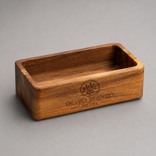 organizer in legno di acacia,conservazione di stile cosmetici, accessori e ufficio, venatura unica,scatola portaoggetti duratura, 18x12x5 cm