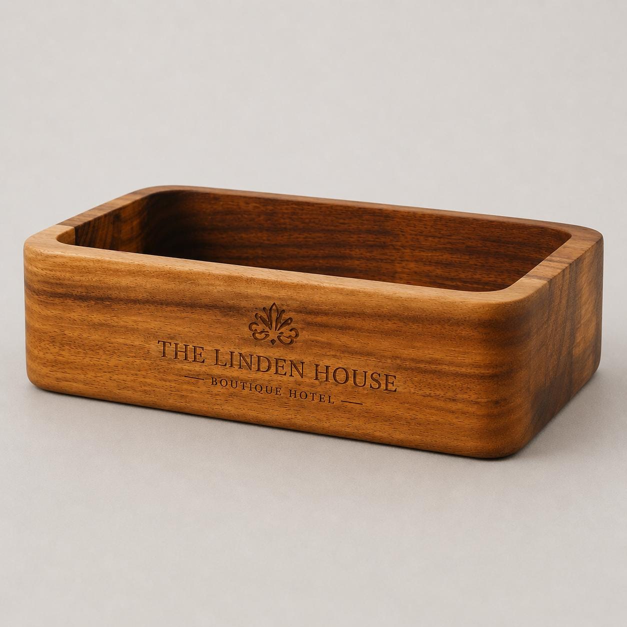 organizer in legno di acacia,conservazione di stile cosmetici, accessori e ufficio, venatura unica,scatola portaoggetti duratura, 18x12x5 cm