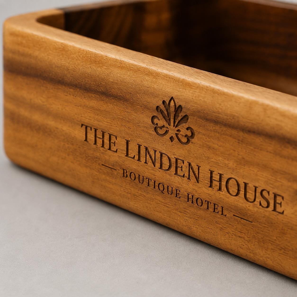 organizer in legno di acacia,conservazione di stile cosmetici, accessori e ufficio, venatura unica,scatola portaoggetti duratura, 18x12x5 cm