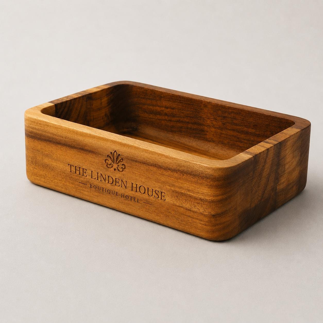 organizer in legno di acacia,conservazione di stile cosmetici, accessori e ufficio, venatura unica,scatola portaoggetti duratura, 18x12x5 cm