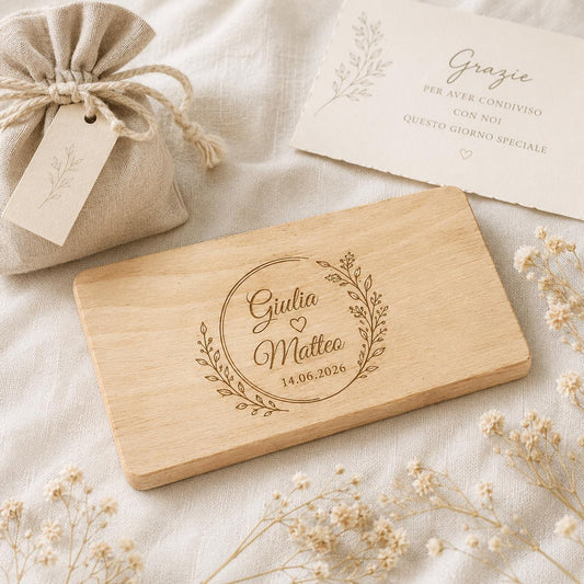 Mini tagliere rettangolare in legno personalizzato per matrimonio