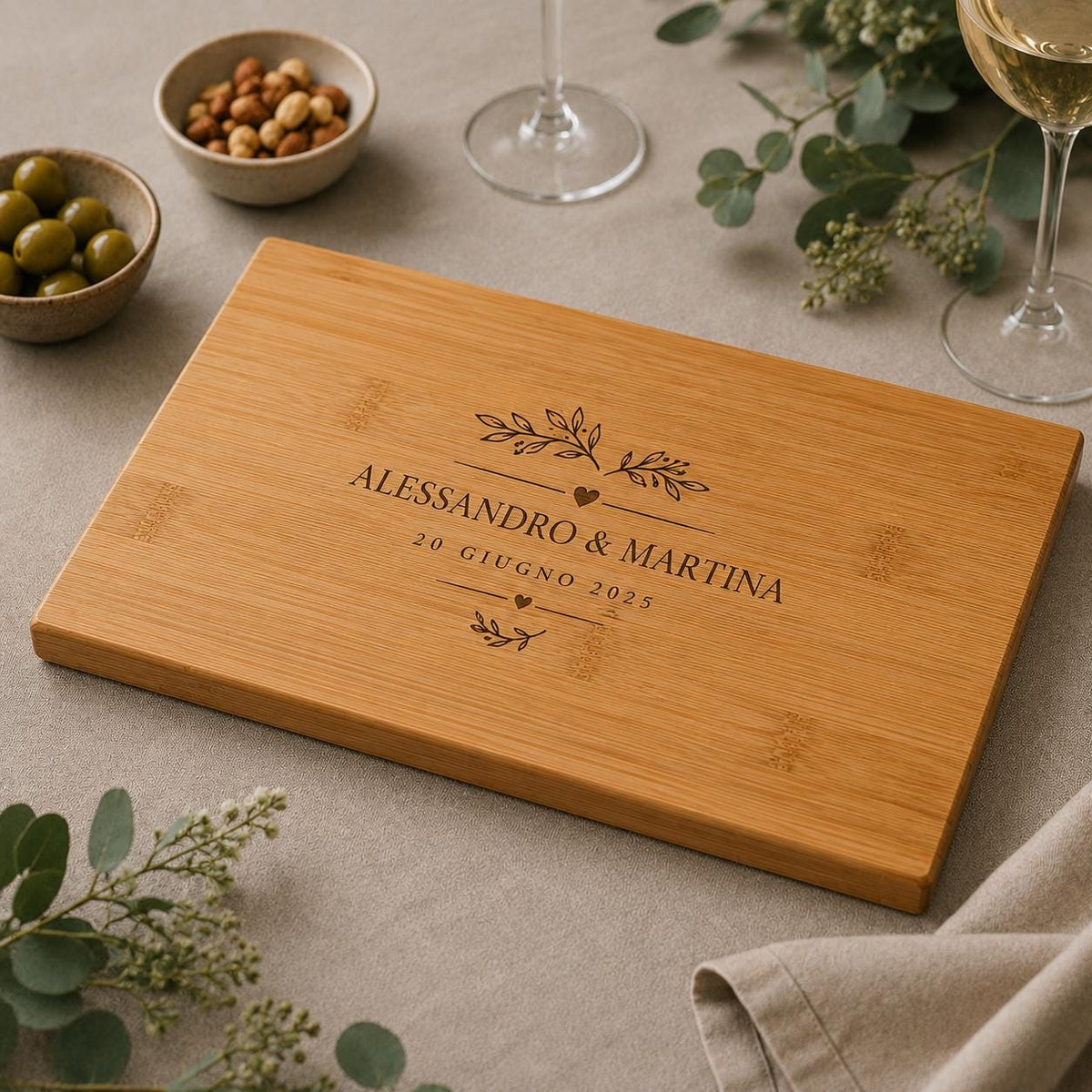 Venatura naturale del bambù su tagliere personalizzato