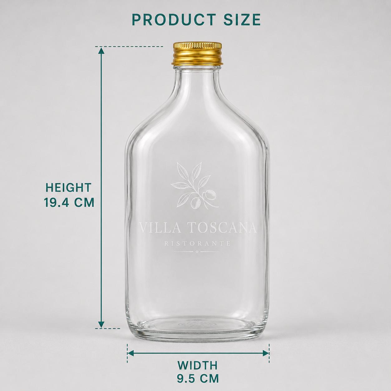 Dettaglio delle bottiglie da 500 ml con tappo dorato