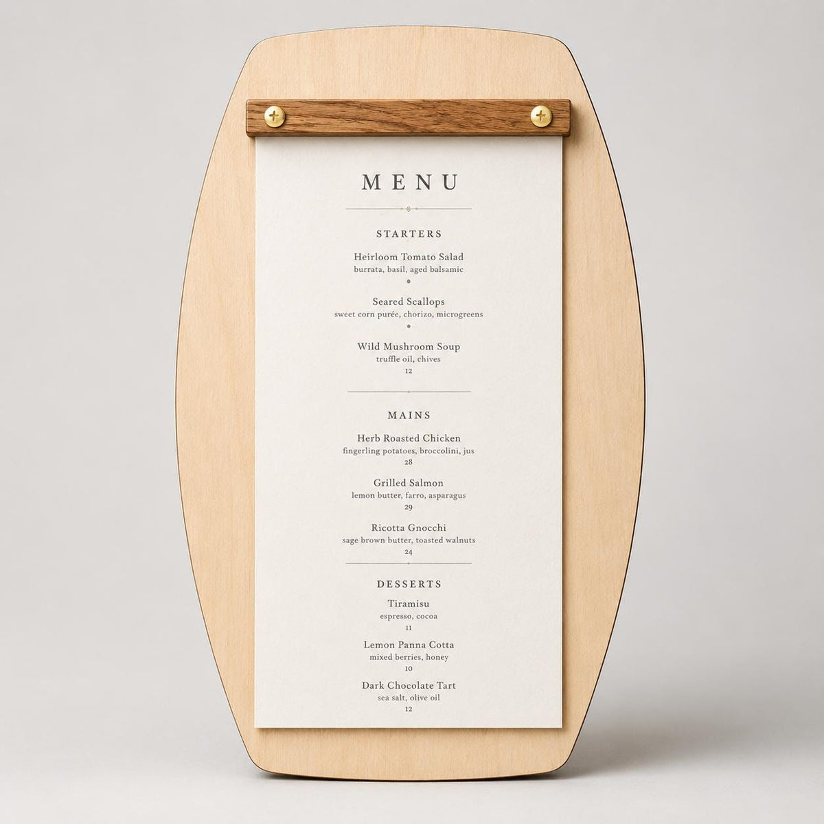 Portamenu A4 in legno a forma di botte personalizzato – vista 4