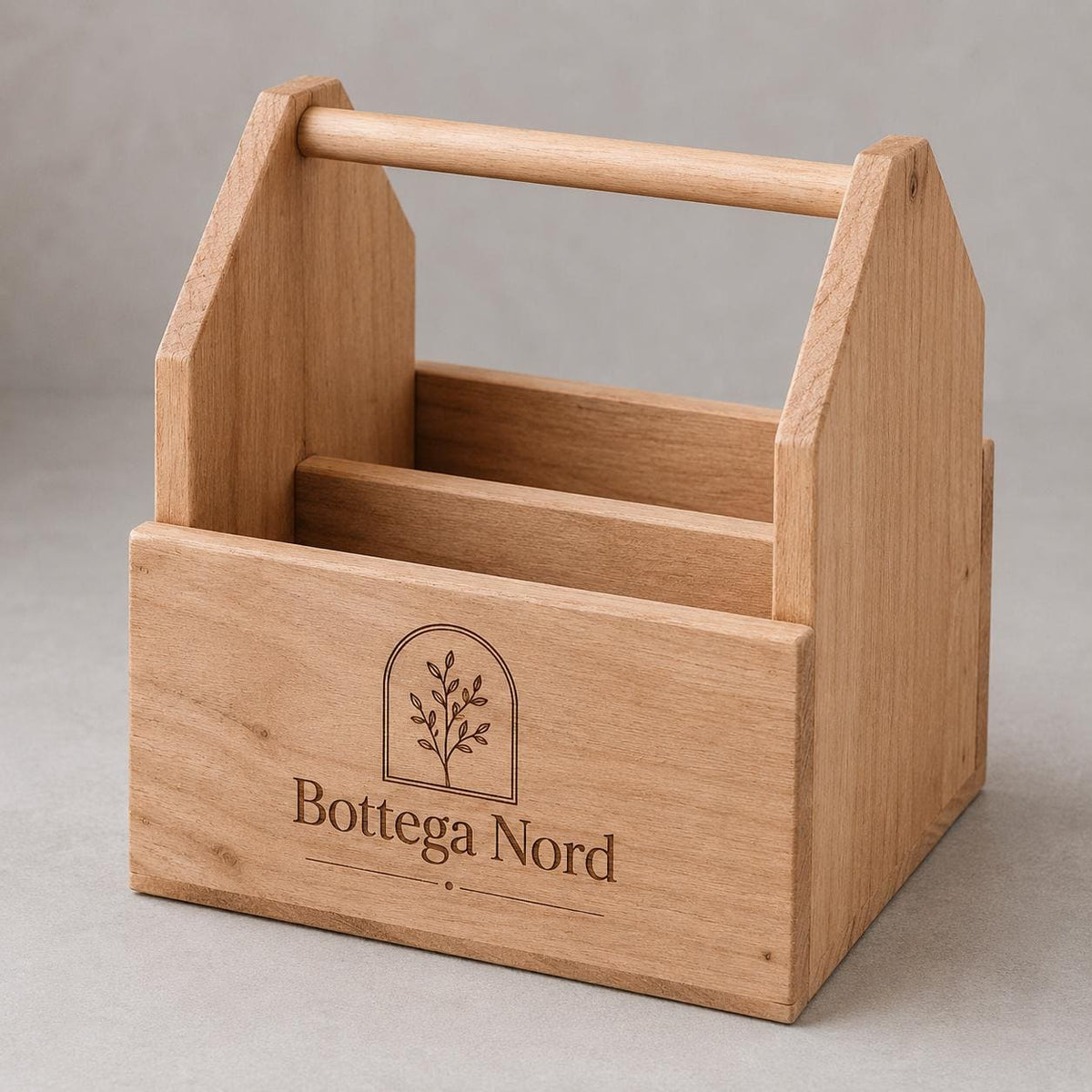 Cassetta Portacondimenti in Legno di Paulownia, Organizer da Tavolo Personalizzato con Logo, Caddy Porta Posate e Olio 2 Scomparti, A