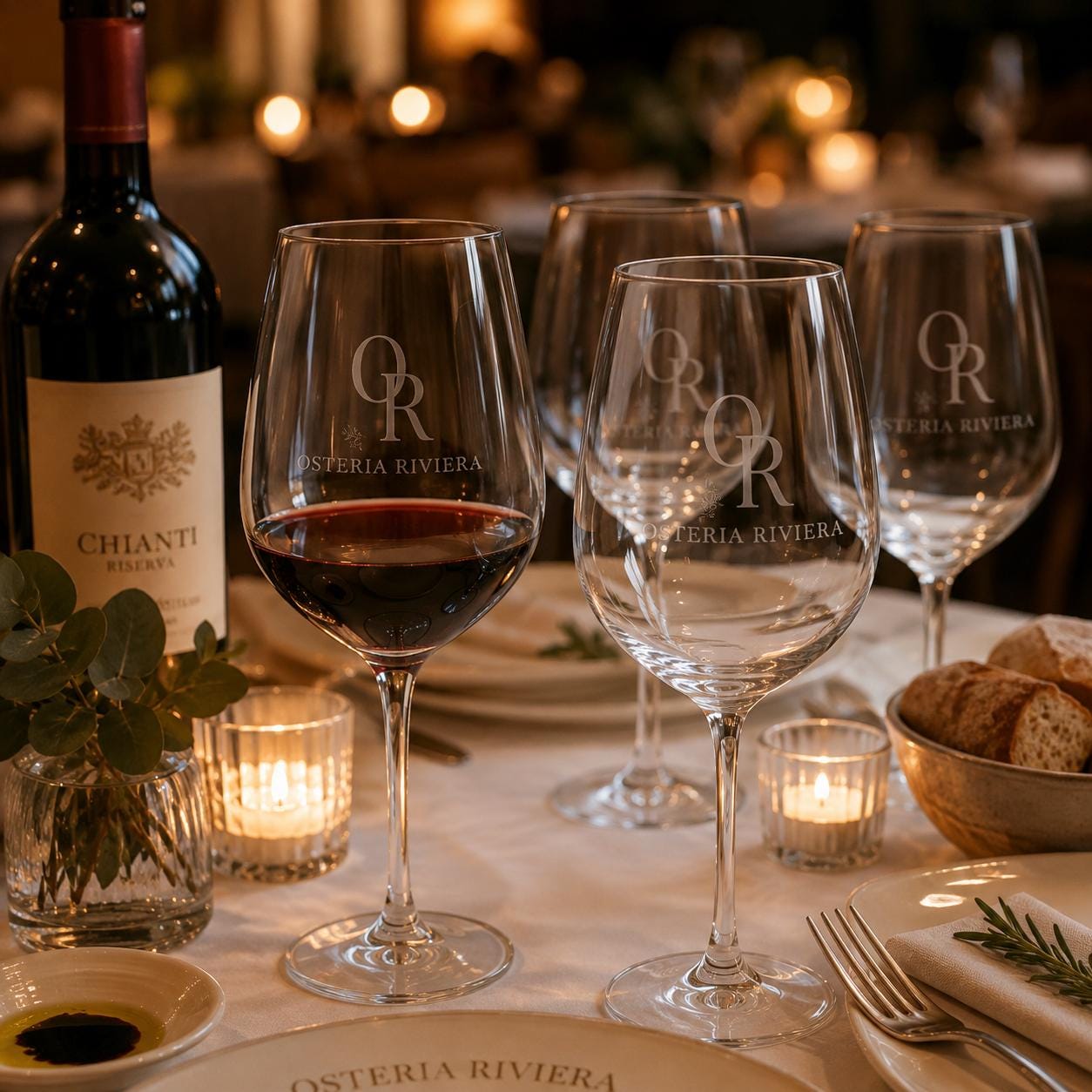 Set 6,12,48,96 pezzi Calici da Vino Personalizzati con Incisione Logo, Bicchieri in Vetro Incisi per Ristorante Enoteca e Bar, Calice Regalo