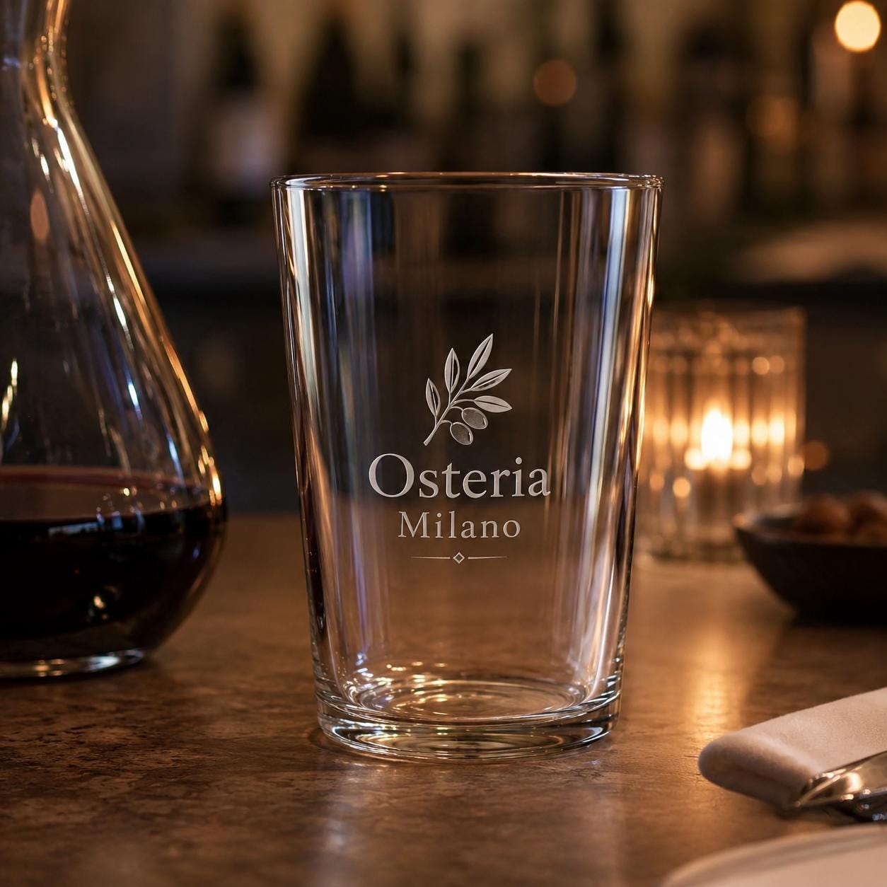 Set 12,48,96 pezzi bicchieri 50cl Personalizzati con Incisione Logo, Bicchieri in Vetro Incisi Ristorante Enoteca e Bar, bicchiere Regalo