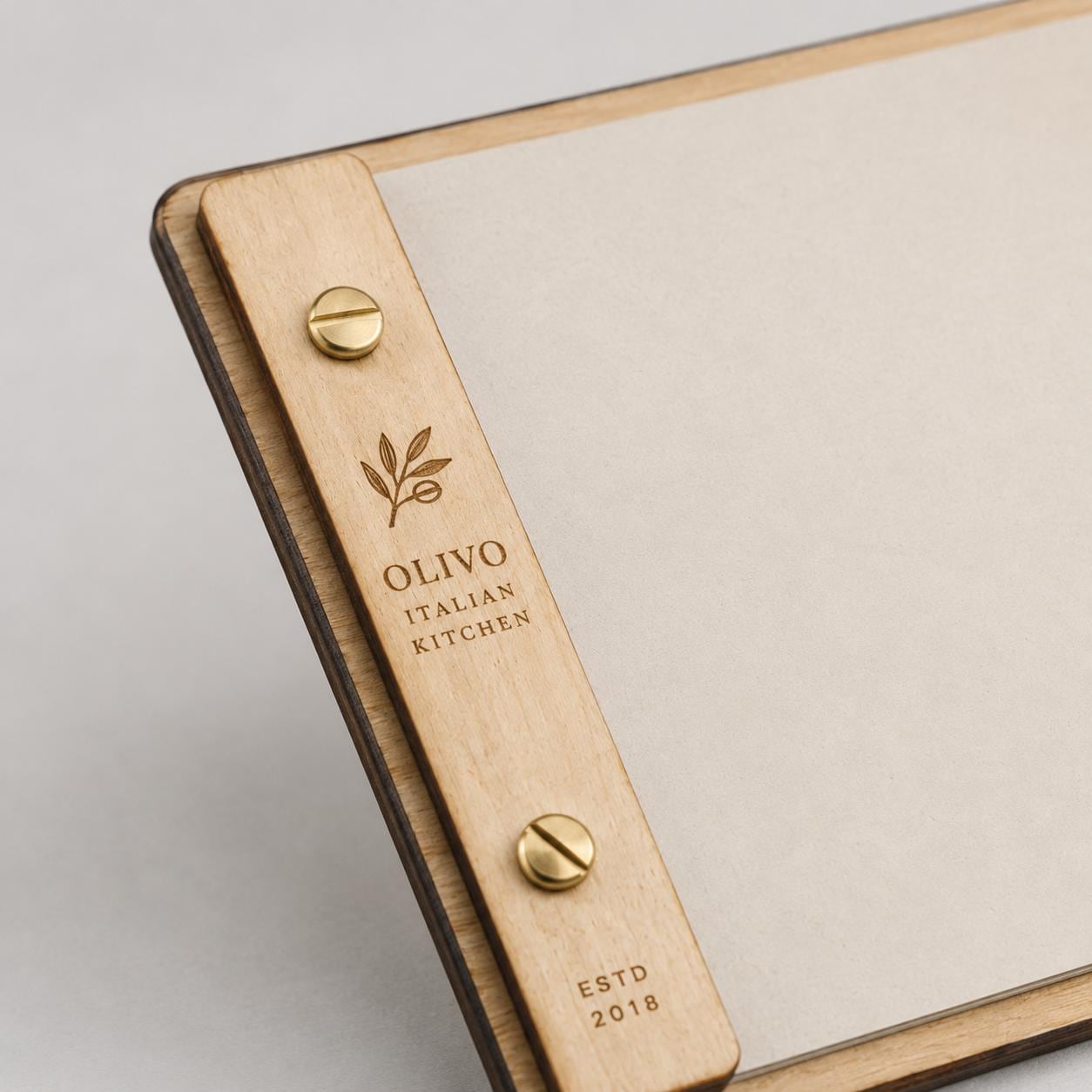 Portamenu in Legno orizzontale ebano Formato A4 a5 Tavoletta per Ristorante Pizzeria e Trattoria, Clipboard Personalizzata Incisione Logo