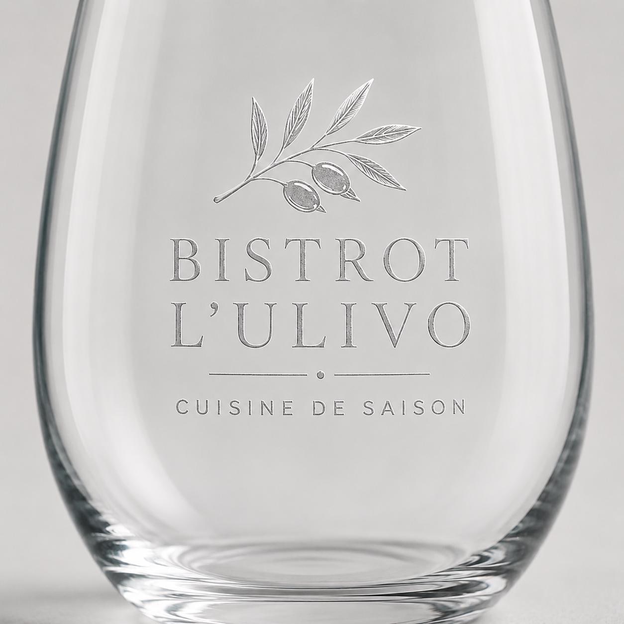 Set 12 Bicchieri Bassi Personalizzati Incisione Logo, Tumbler Mini 22,5 cl per Osteria Ristorante Bar, Bicchieri dVino e Acqua Incisi Laser