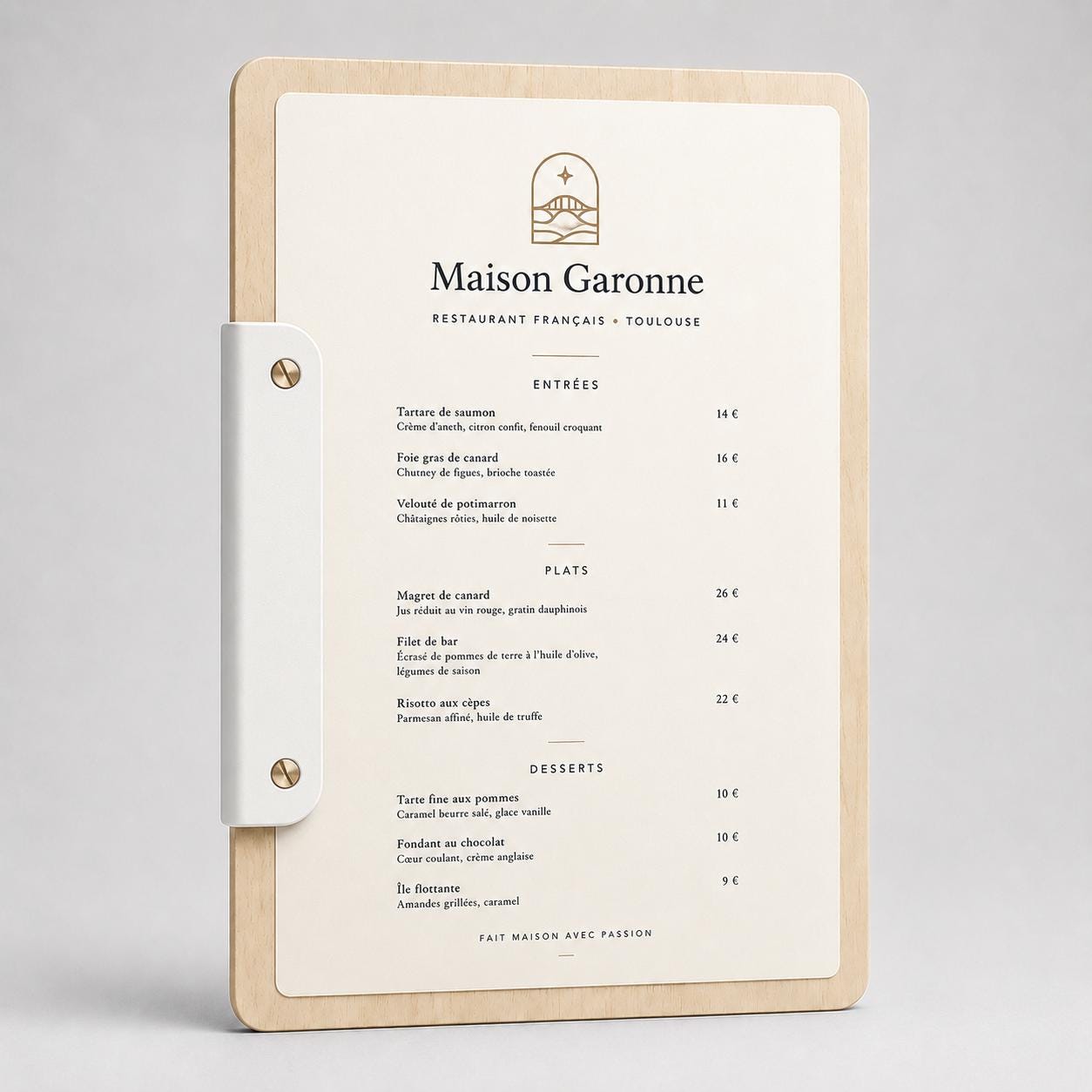 Portamenu a bacchetta moderno Formato A4 Tavoletta per Ristorante Pizzeria e Trattoria, Personalizzato Incisione Logo