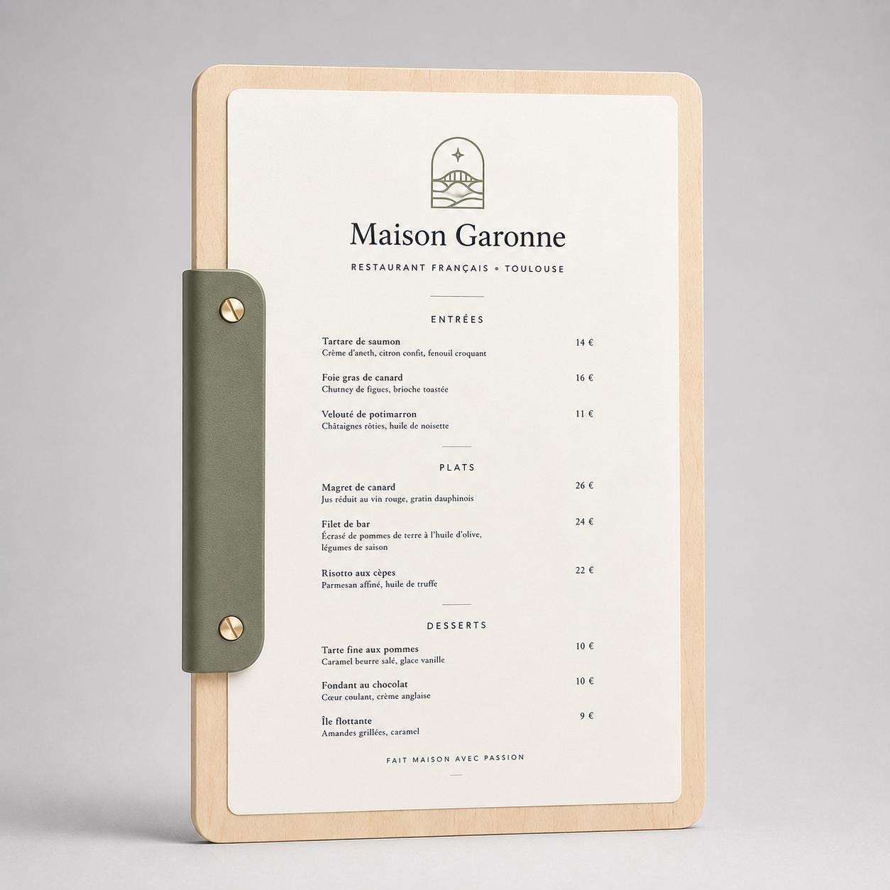 Portamenu a bacchetta moderno Formato A4 Tavoletta per Ristorante Pizzeria e Trattoria, Personalizzato Incisione Logo