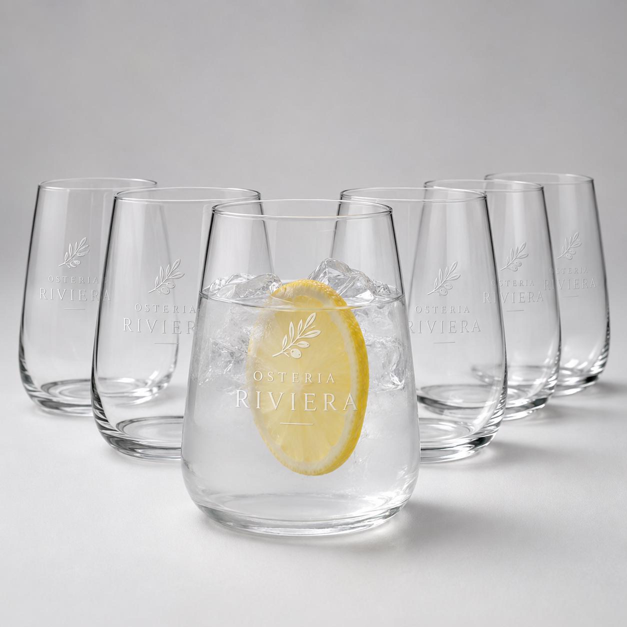 Bicchieri Acqua Gin Tumbler Vetro | Set di 6 | 430 ML | | Ideale per la Casa, Ristorante e Ricevimenti | Adatto alla Lavastoviglie