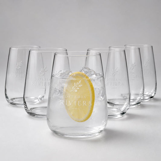 Bicchieri Acqua Gin Tumbler Vetro | Set di 6 | 430 ML | | Ideale per la Casa, Ristorante e Ricevimenti | Adatto alla Lavastoviglie