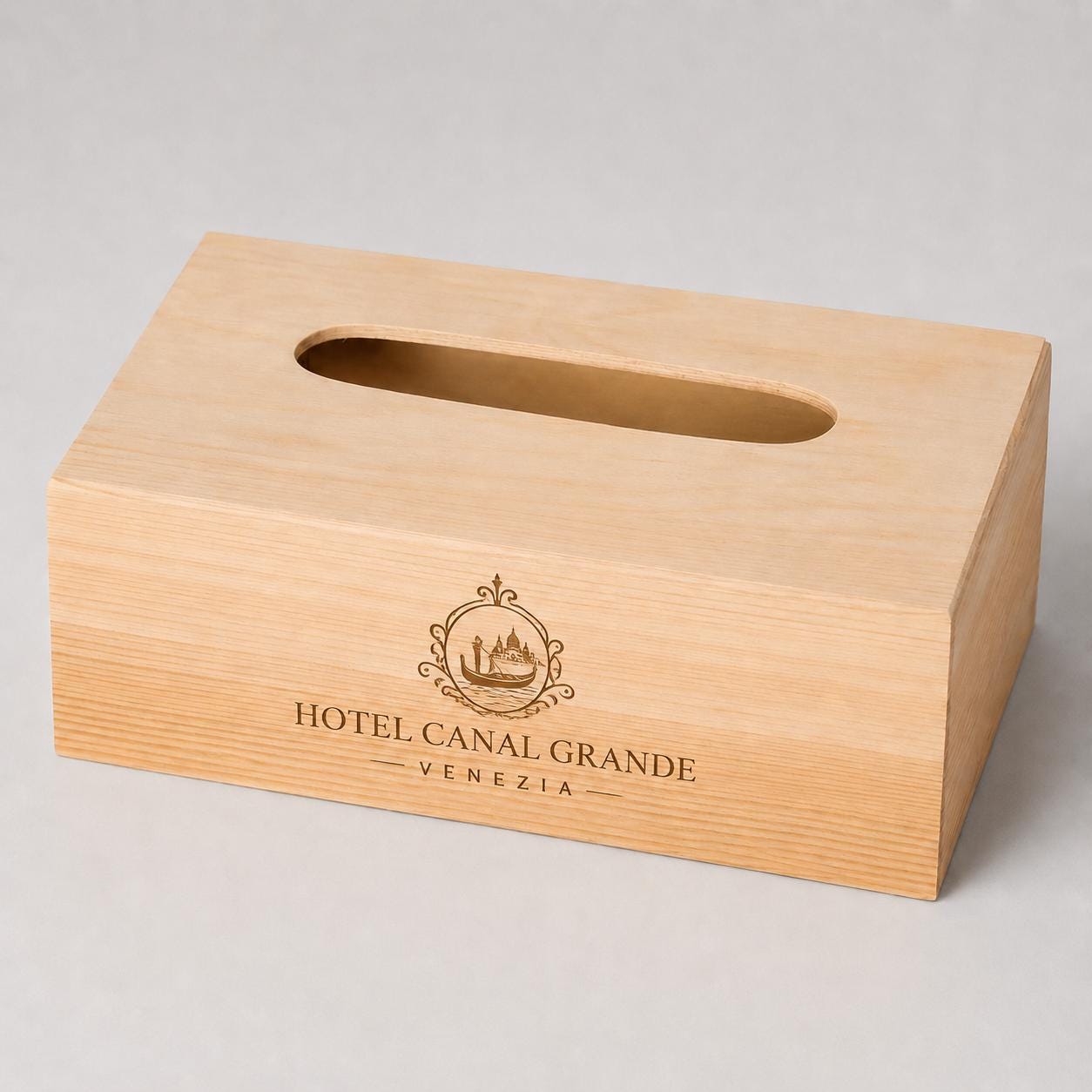 Scatola Porta fazzoletti con Fondo, Legno, Beige, 25 x 13 x 9 cm Porta fazzoletti in legno personalizzato con incisione laser