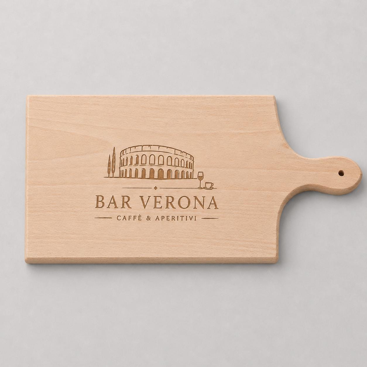 Tagliere in faggio con manico personalizzato 40 × 20 cm – vista 7