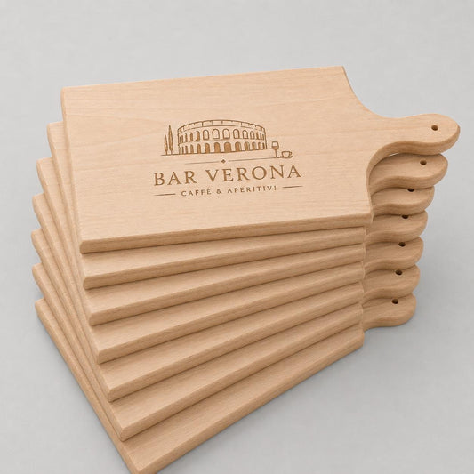 Tagliere in faggio con manico personalizzato 40 × 20 cm