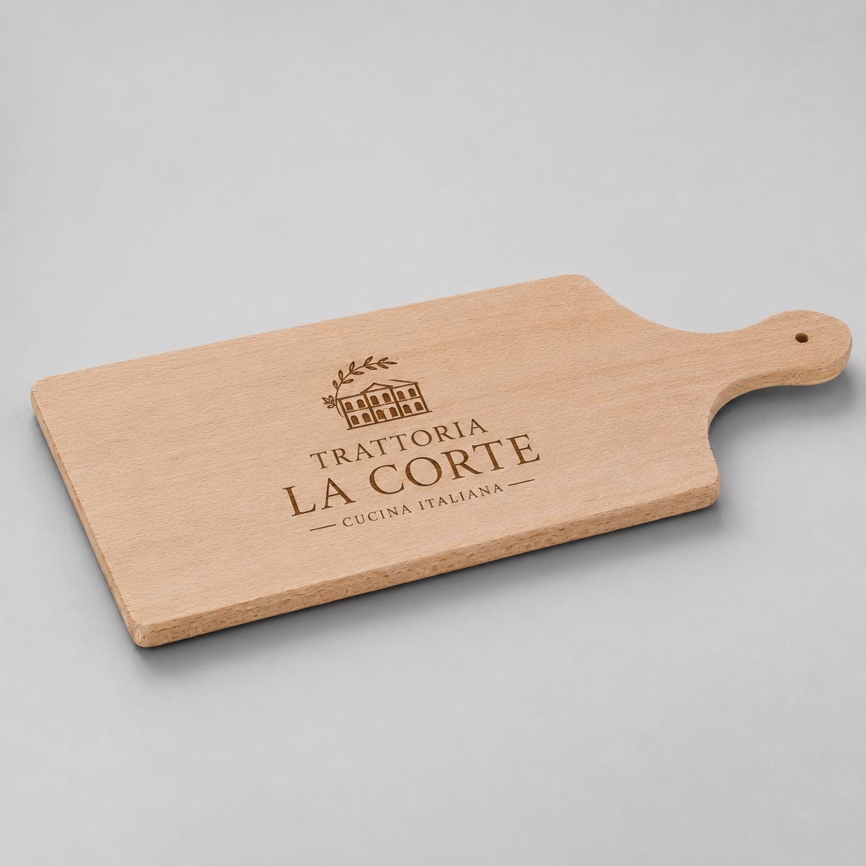 Tagliere in faggio con manico personalizzato 35 × 16 cm